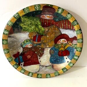 Delightful Snowmen CIC Ceramic Christmas Plate by Susan Winget
